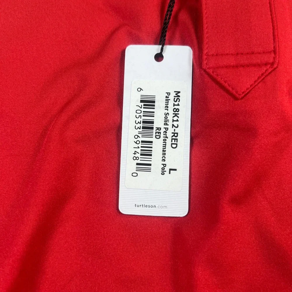NWT Turtleson Men's Lg Palmer Solid Performance Polo Red Company Logo MS18K12